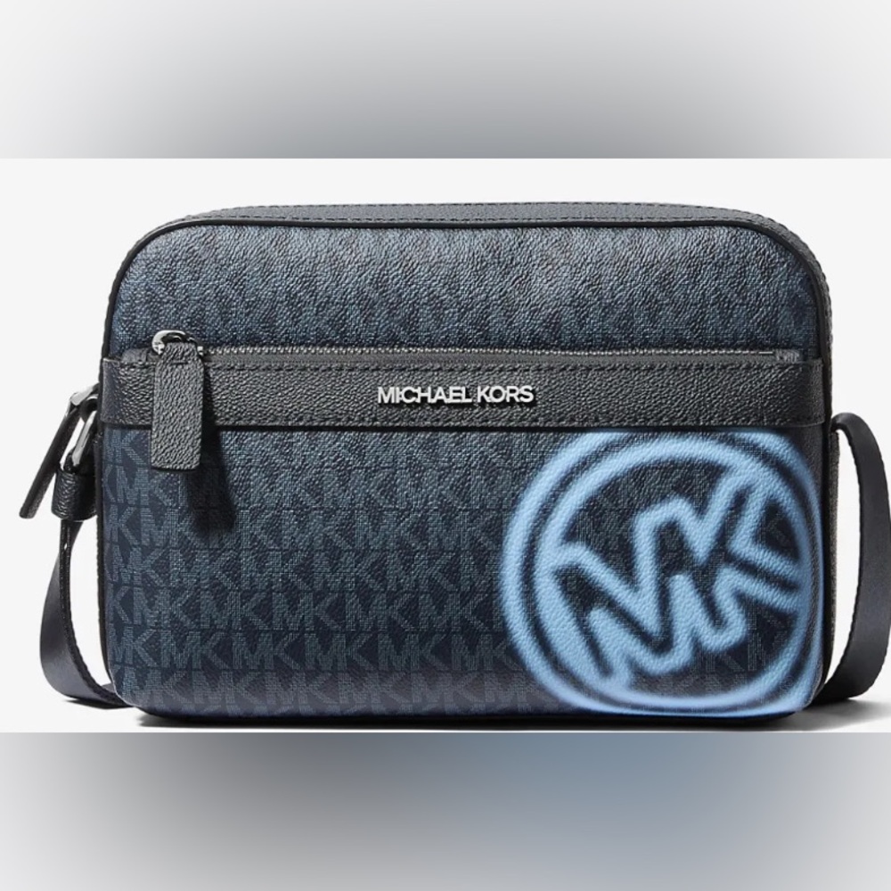 MICHAEL Michael Kors Cooper Embellished Logo Utility Crossbody in Light Sky NWT